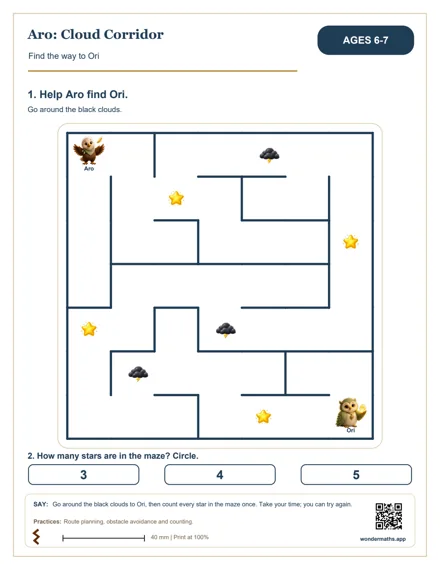 Preview of Find the way to Ori; count the stars, age 6-7