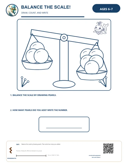 Preview of Balance the scale!, age 6-7