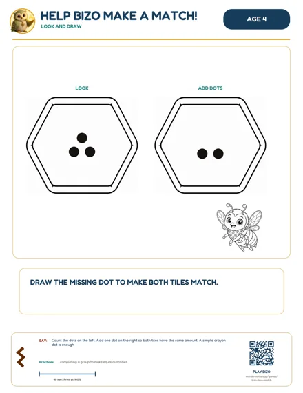 Preview of Help Bizo make a match!, age 4