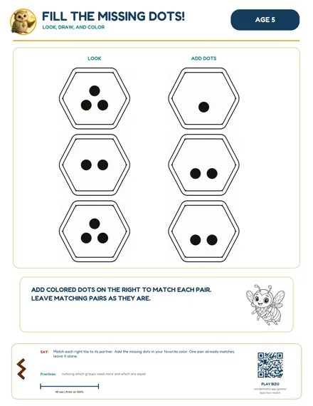 Preview of Fill the missing dots!, age 5