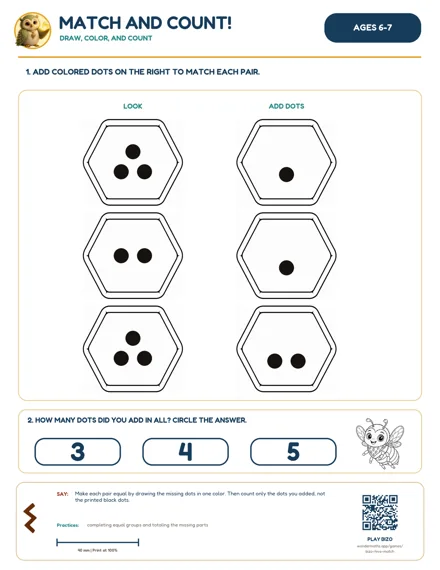 Preview of Match and count!, age 6-7