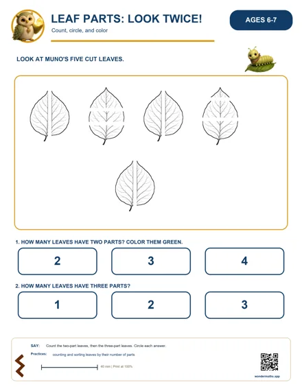Preview of Leaf parts: look twice!, age 6–7