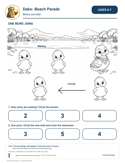 Preview of One more joins, age 6–7