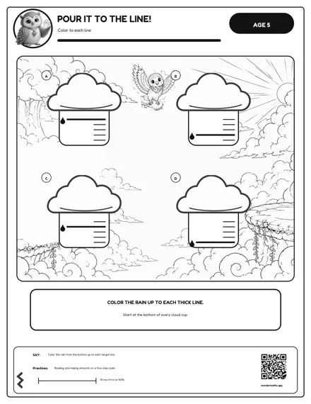 Preview of Pour it to the line! — black and white, age 5