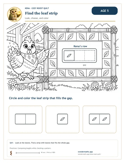 Preview of Find the leaf strip, age 5