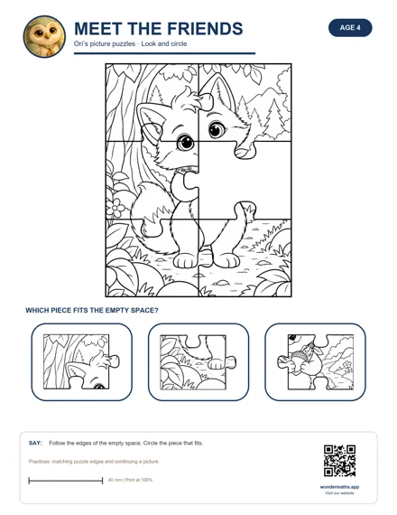 Preview of Which piece fits?, age 4