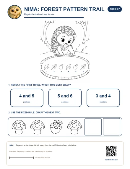 Preview of Repair the trail and use its rule, age 6–7