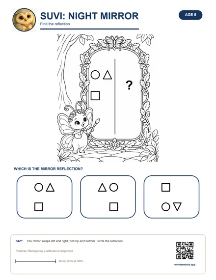 Preview of Find the reflection, age 5