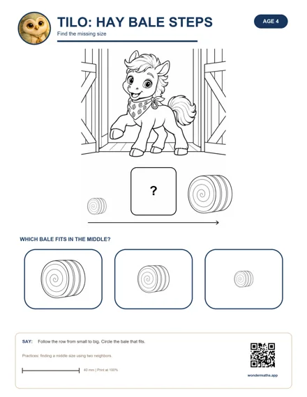 Preview of Find the missing size, age 4