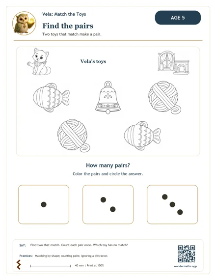 Preview of Find the pairs, age 5