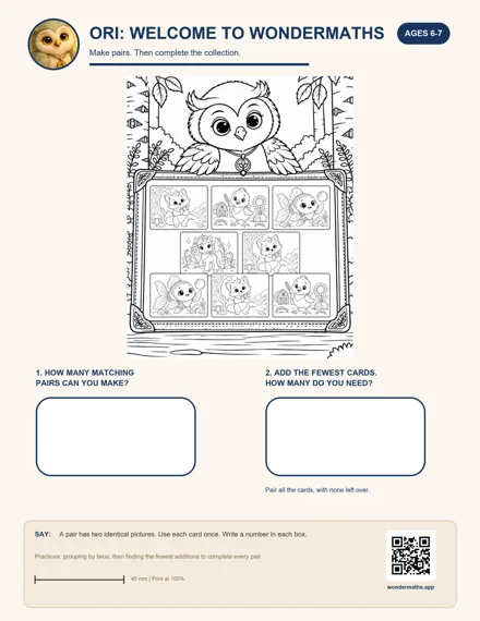 Preview of Make pairs, then complete the collection, age 6–7