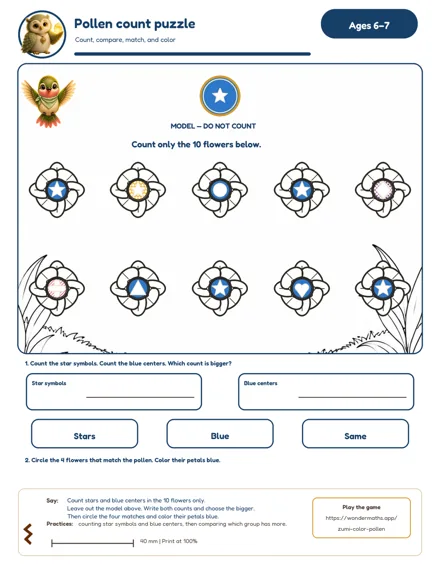 Preview of Pollen count puzzle, age 6–7
