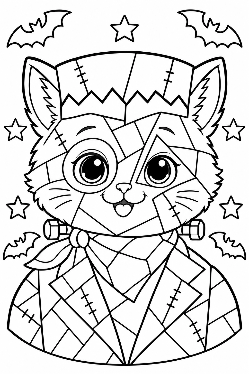 Frankenstein Friends coloring page 4: Vela