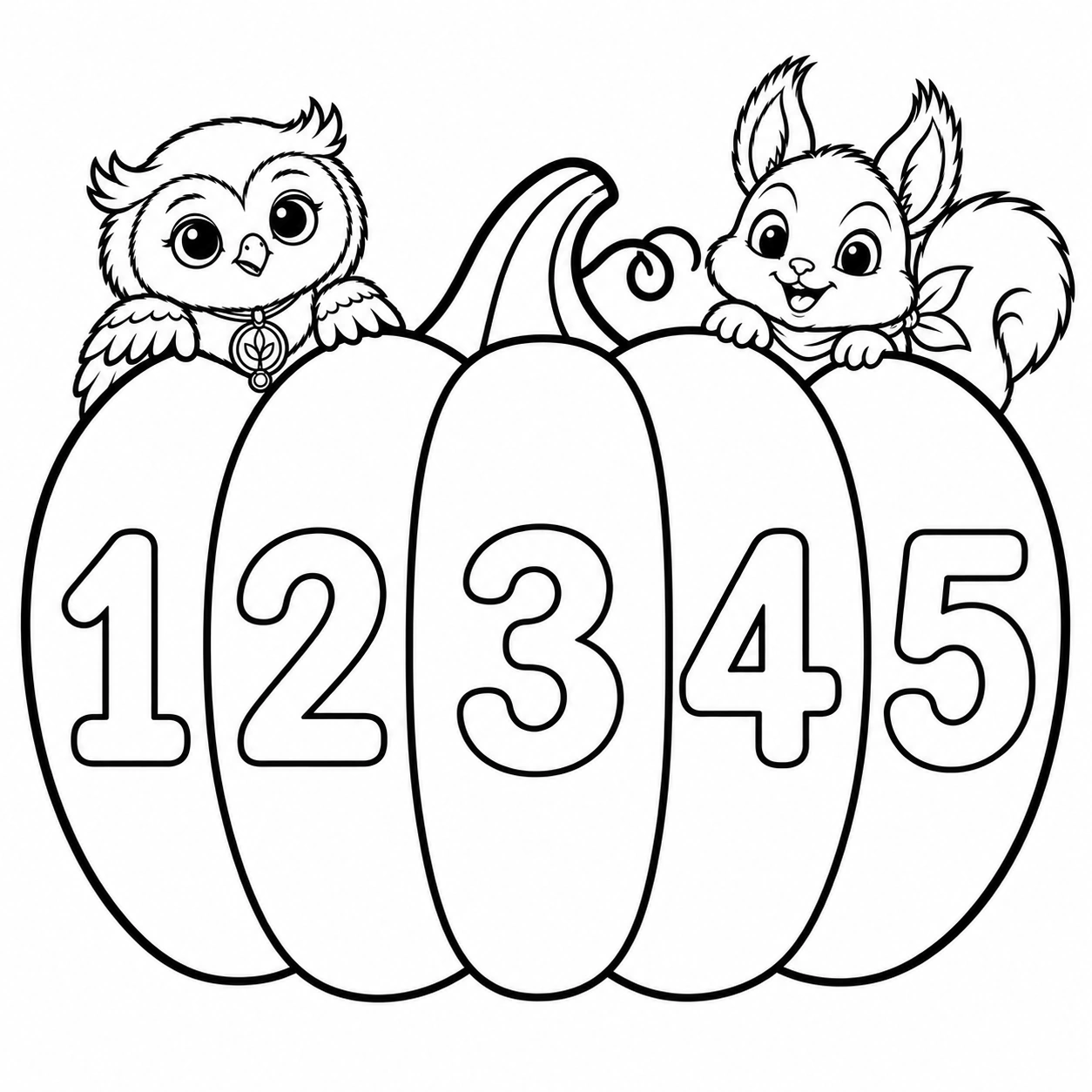 Pumpkin Friends coloring page 1: Ori & Tavi: Numbers