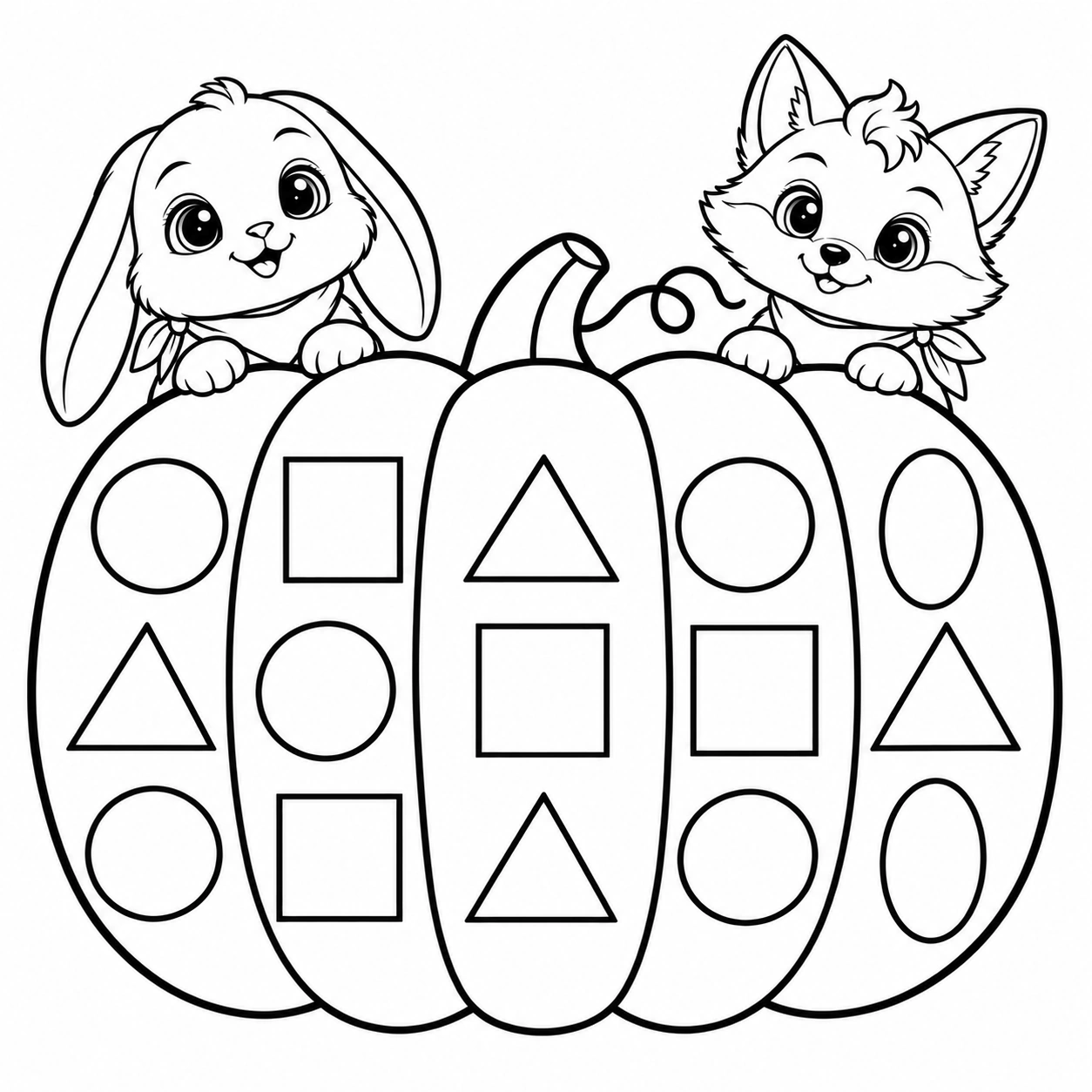 Pumpkin Friends coloring page 4: Tuli & Rilo: Patterns
