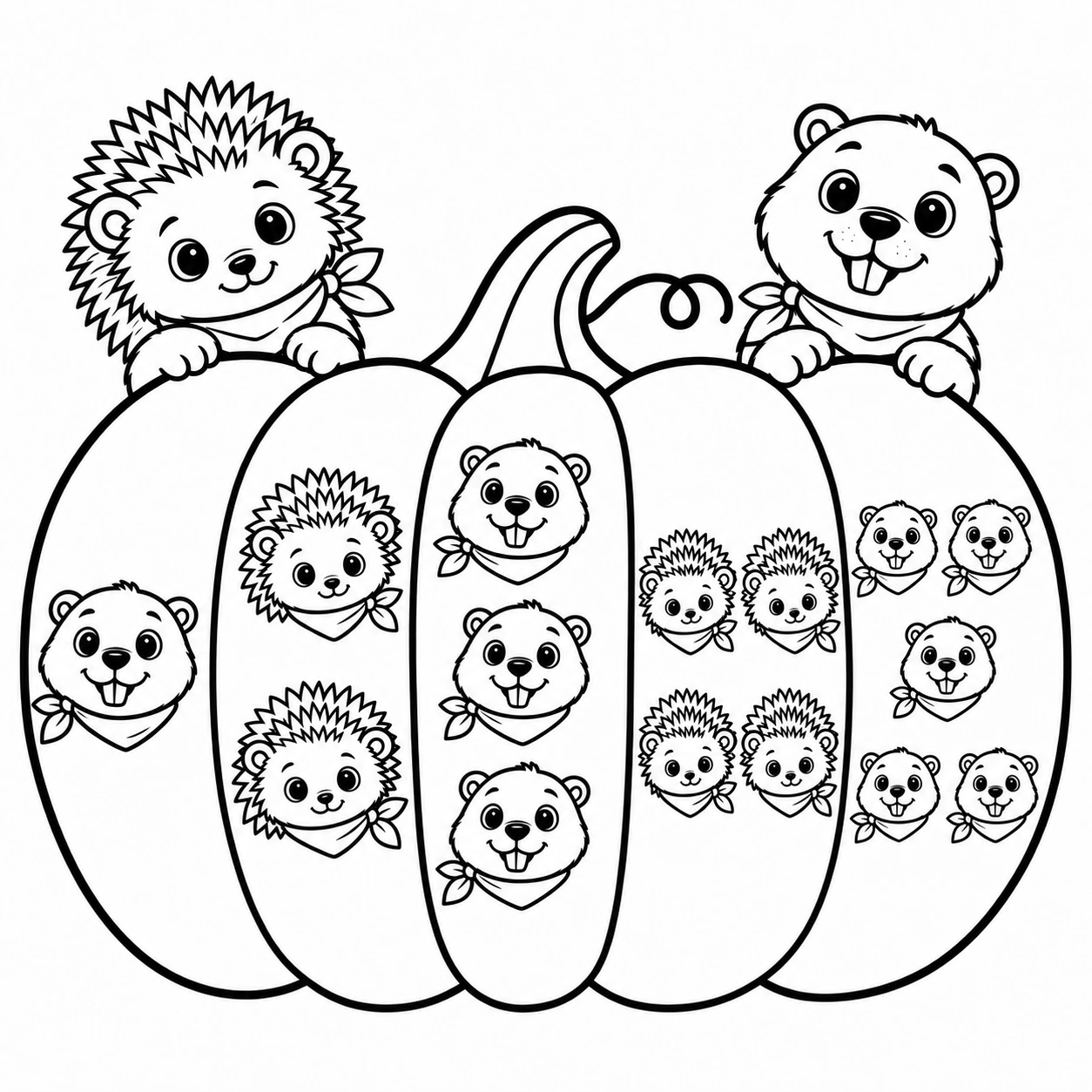 Pumpkin Friends coloring page 5: Nima & Kova: Friends