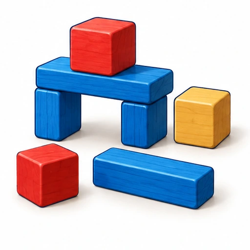 A block model with loose construction pieces.
