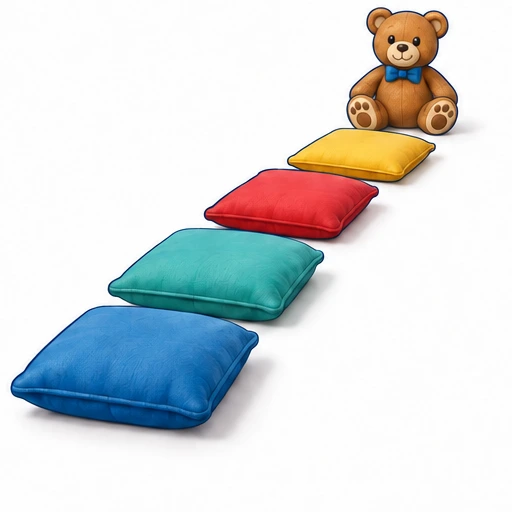 A floor-level cushion route leads to Teddy.