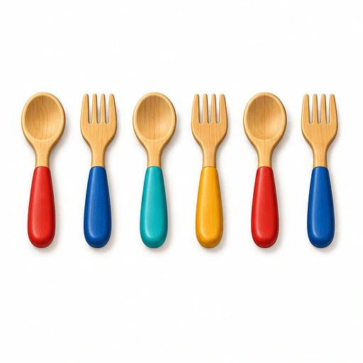 Three repeating spoon-fork pairs.