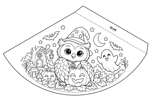 Ori paper lantern coloring and cutting template