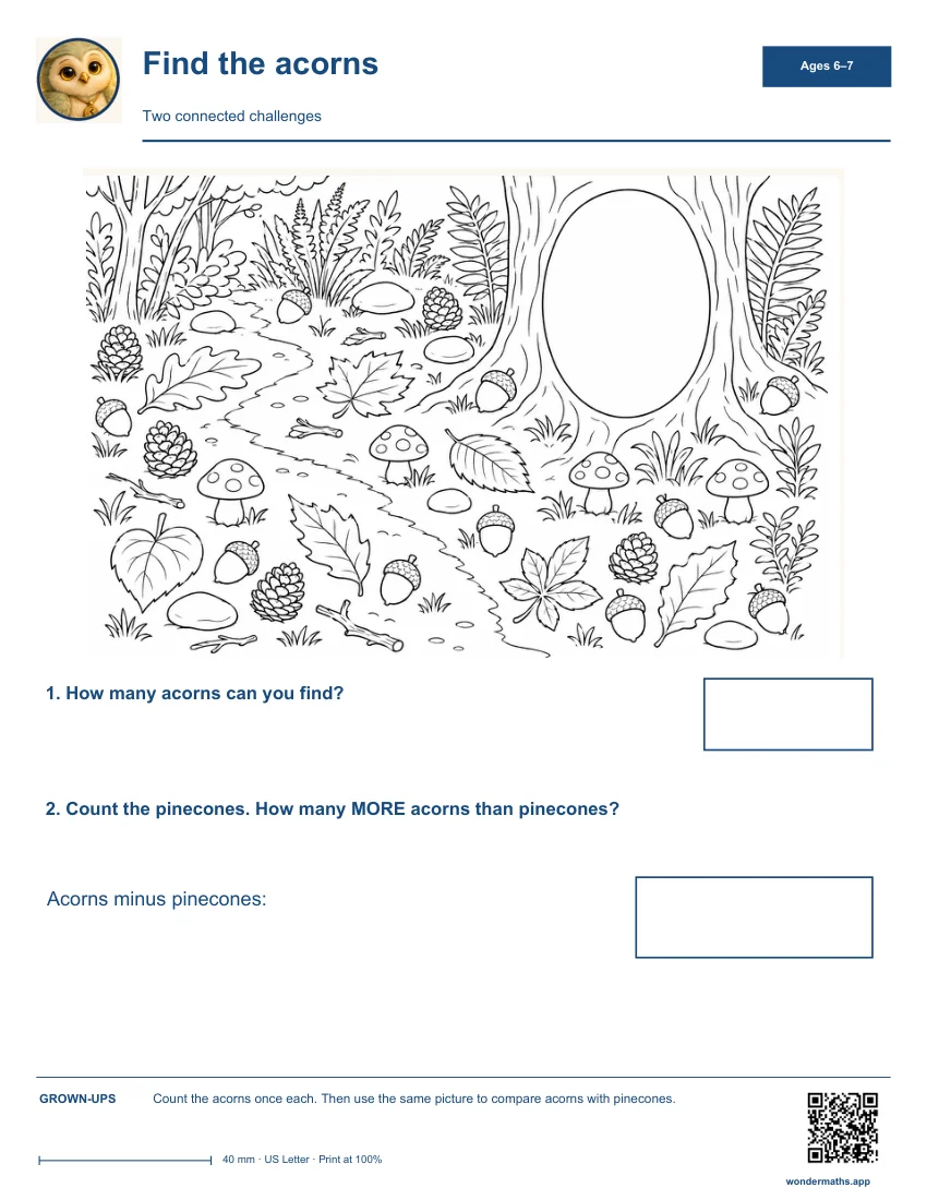 Find the acorns — Ages 6–7