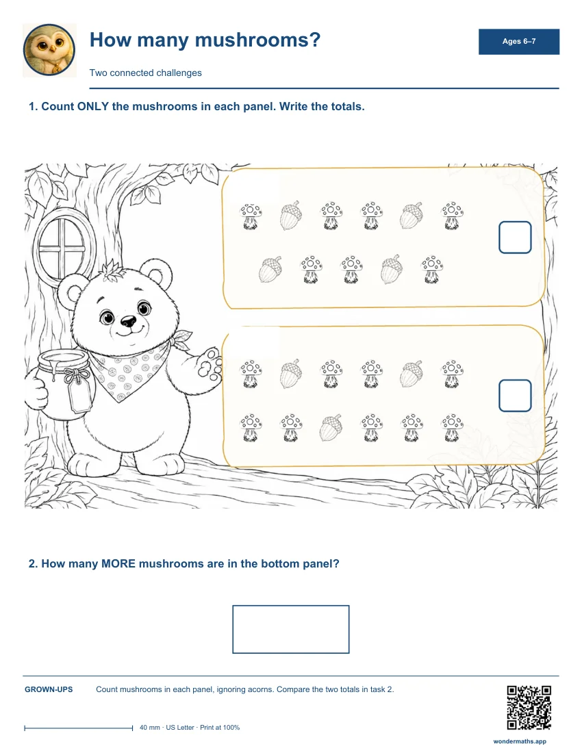 How many mushrooms? — Ages 6–7