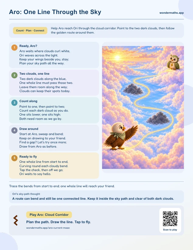 First page of a rhyme to try together for Aro: Cloud Corridor