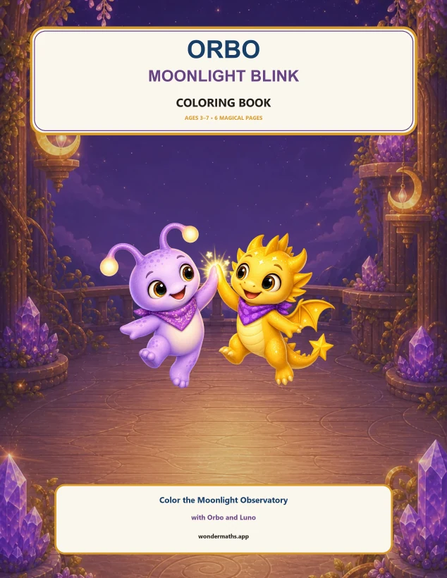 First page of coloring pages for Orbo: Moonlight Blink