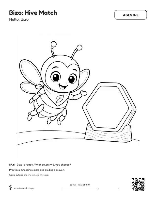 First page of coloring pages for Bizo: Hive Match