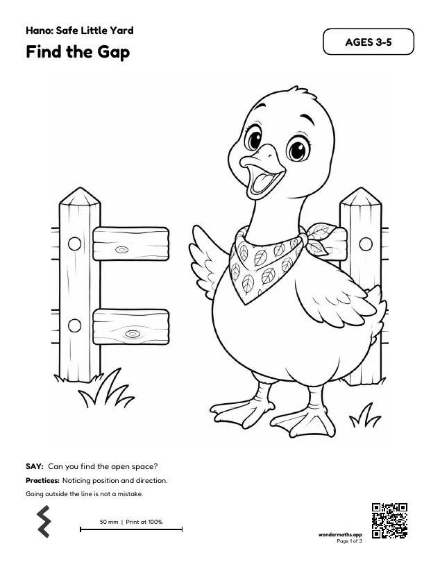 First page of coloring pages for Hano: Safe Little Yard