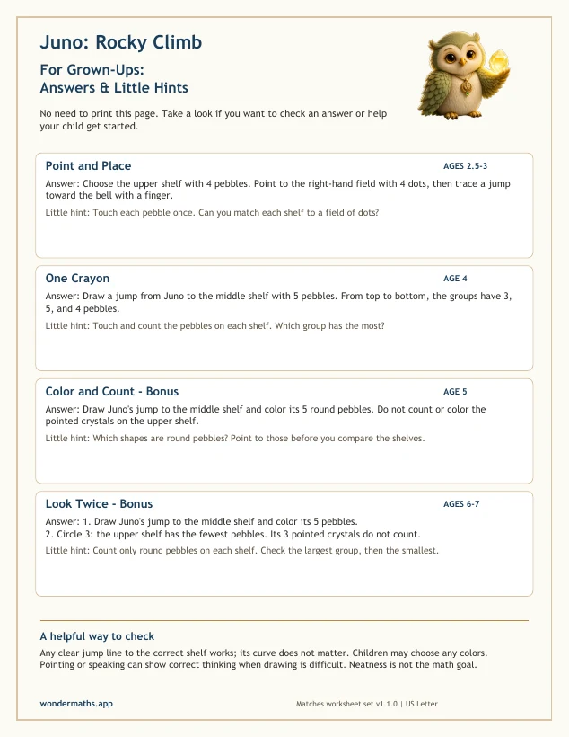 First page of answers & little hints for Juno: Rocky Climb