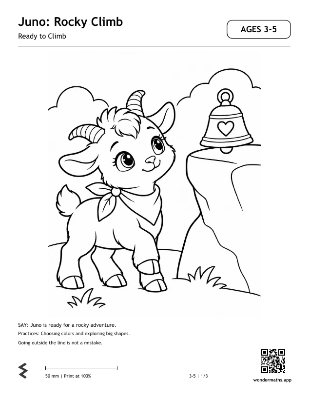 First page of coloring pages for Juno: Rocky Climb