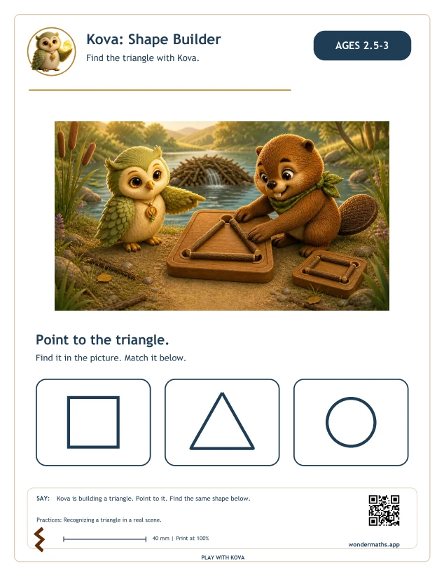 First page of activity sheets for Kova: Shape Builder