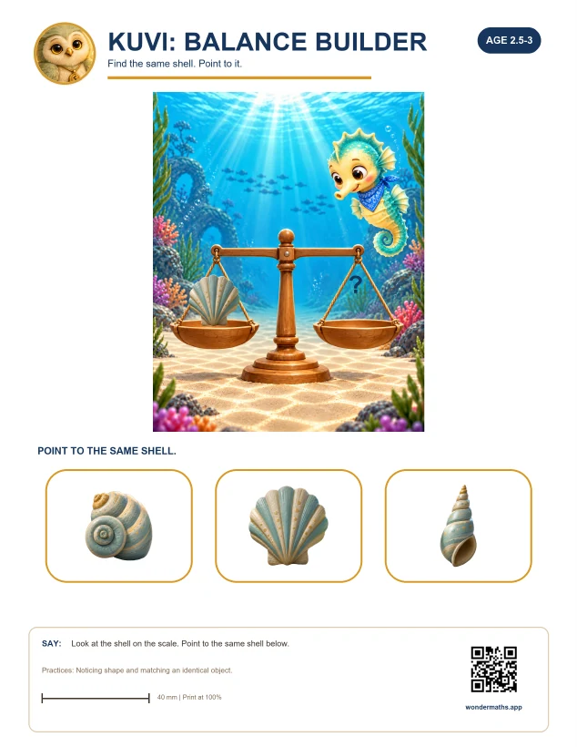 First page of activity sheets for Kuvi: Balance Builder