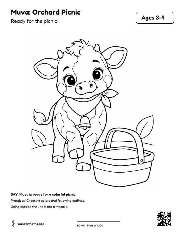 First page of coloring pages for Muva: Orchard Picnic