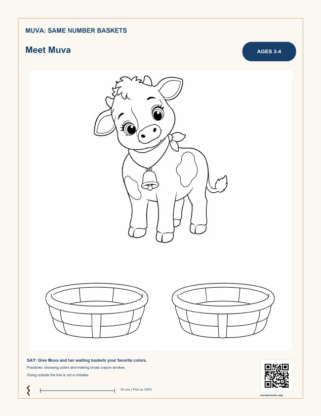 First page of coloring pages for Muva: Same Number Baskets