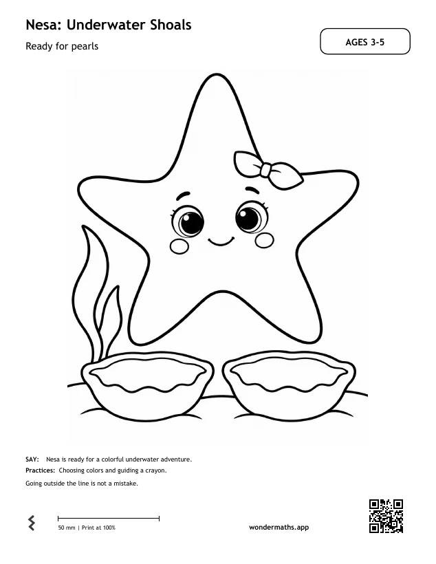 First page of coloring pages for Nesa: Underwater Shoals