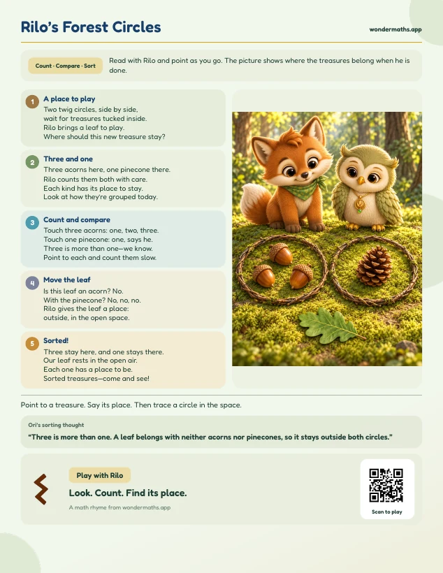 First page of a rhyme to try together for Rilo: Forest Circles