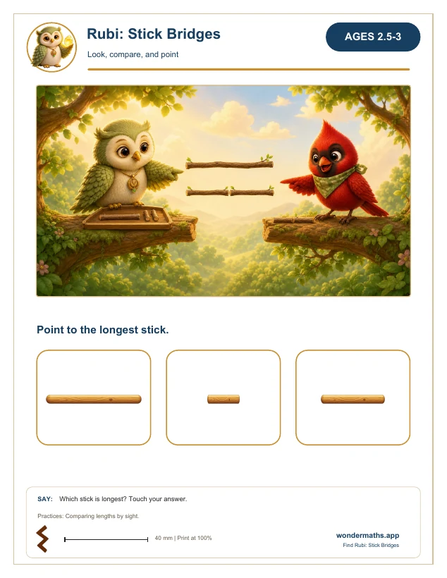 First page of activity sheets for Rubi: Stick Bridges