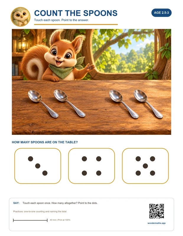 Count the spoons with Tavi, Ages 2.5–3