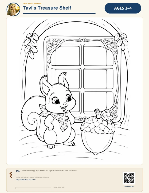 First page of coloring pages for Tavi: Magic Window