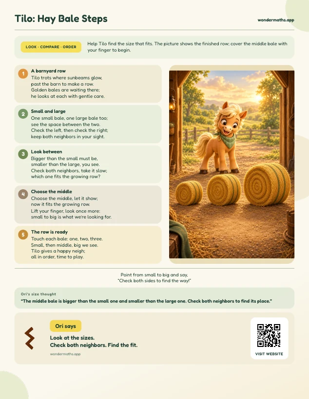 First page of a rhyme to try together for Tilo: Hay Bale Steps