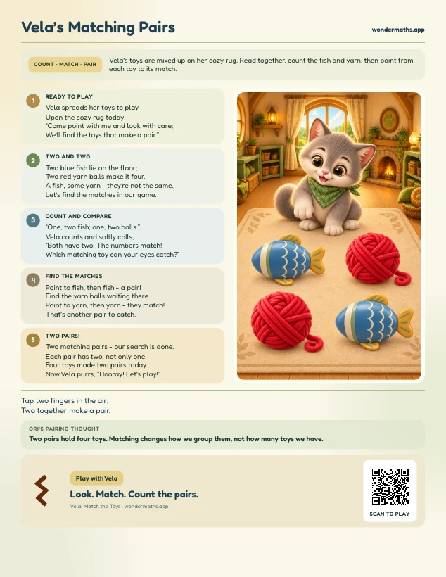 First page of a rhyme to try together for Vela: Match the Toys