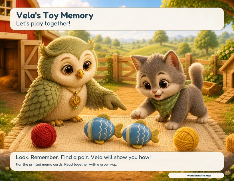 First page of how to play the printed memo for Vela: Match the Toys