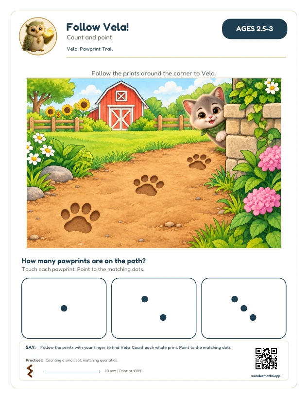 First page of activity sheets for Vela: Pawprint Trail