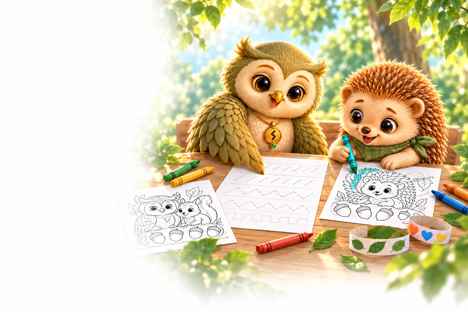 Ori and Nima at a table full of printable pages