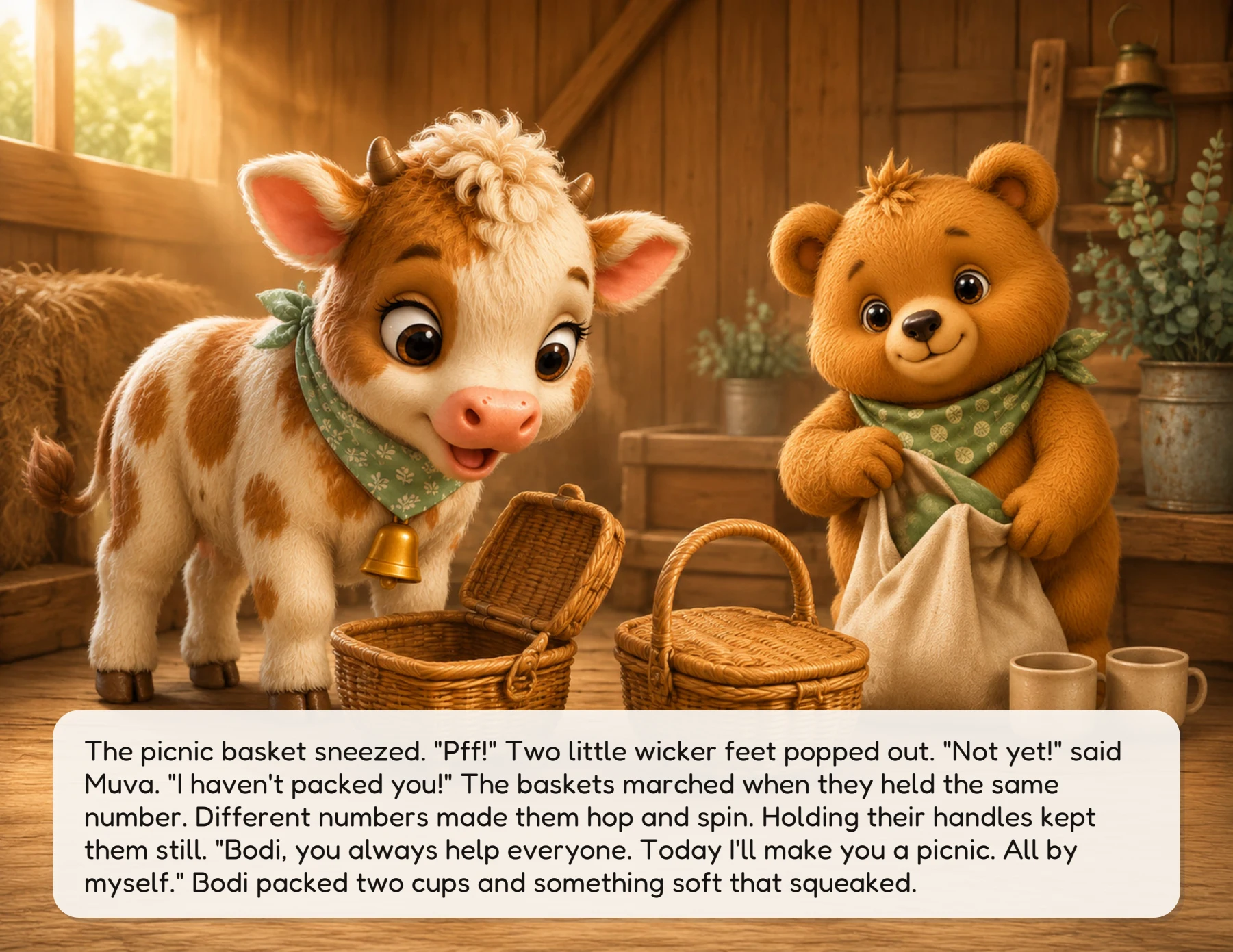 An open page from Muva and the Runaway Picnic