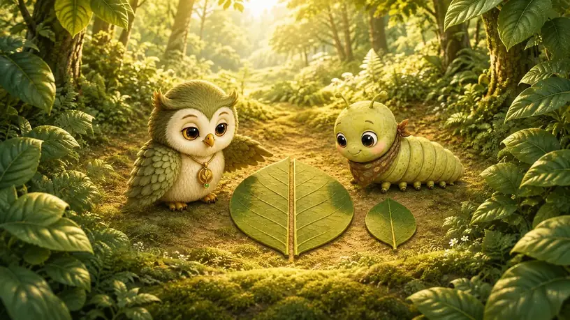 An illustrated scene from Muno: Leaf Pieces.