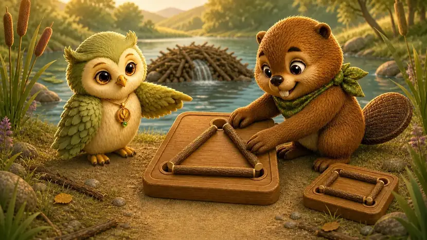 An illustrated scene from Kova: Shape Builder.