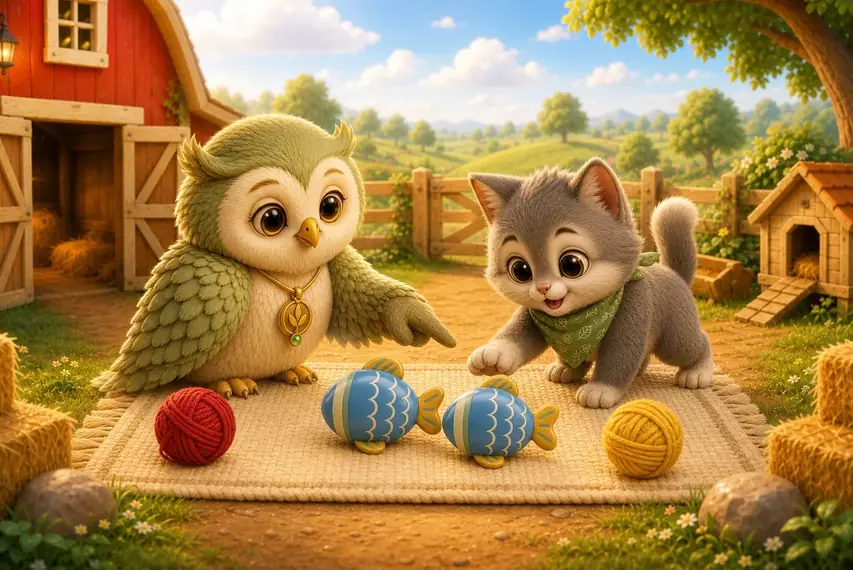 An illustrated scene from Vela: Match the Toys.